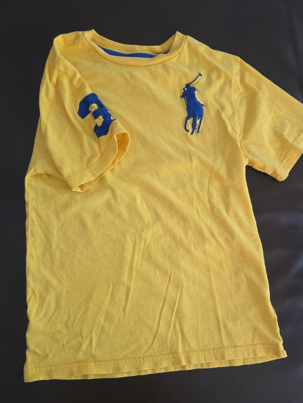 Ralph Lauren Yellow Short-Sleeve Tee with Blue Polo Logo